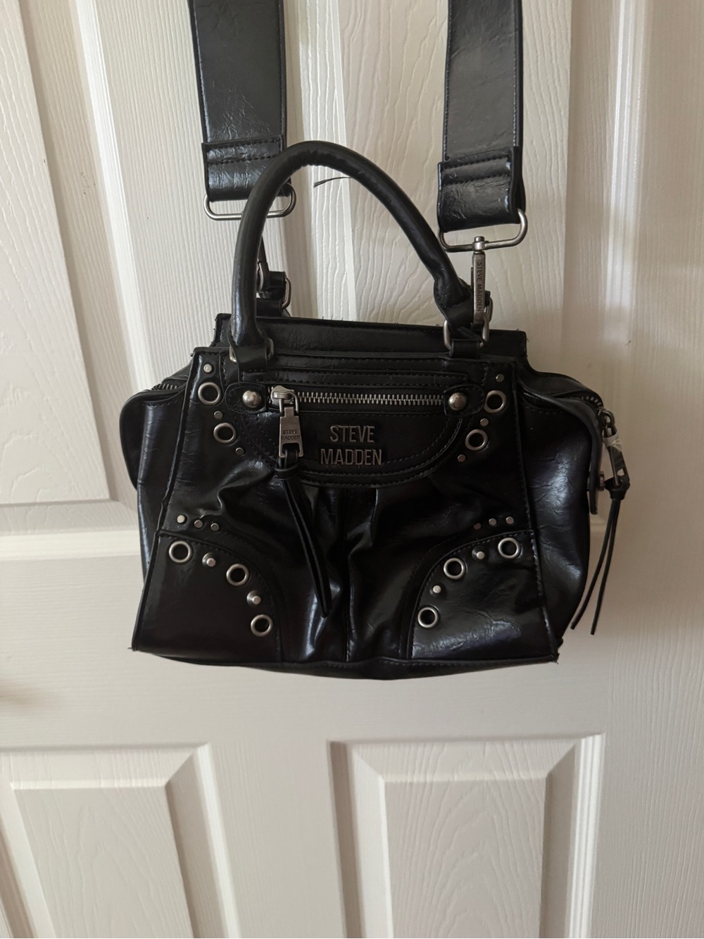 Steve Madden Black Grommet Convertible Satchel